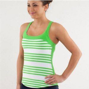 Lululemon Run: First Base Tank (super soft rulu!) green & white striped top